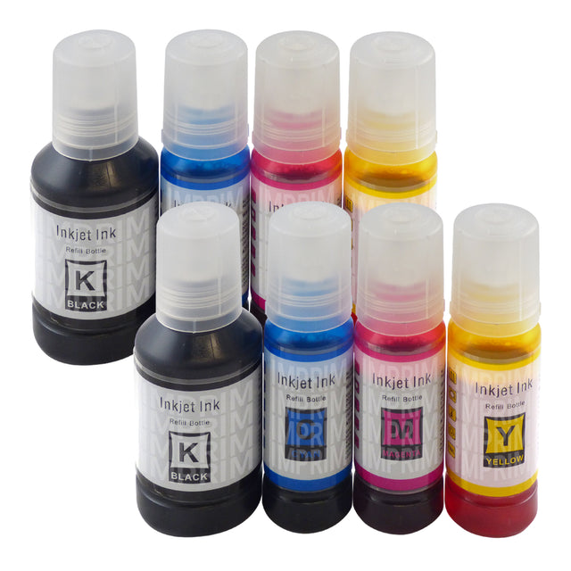 Bouteille d'encre compatibles Epson Ecotank Multipack (2 Noirs + 6 Couleurs)