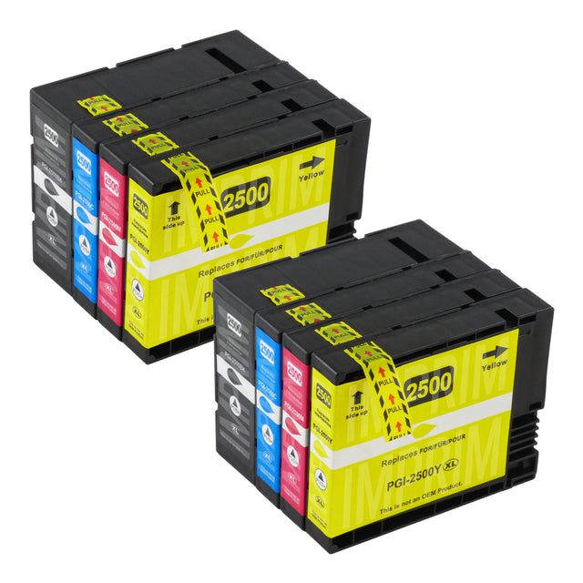 Cartouche d'encre compatibles Canon PGI-2500XL Multipack (2 Noirs + 6 Couleurs)