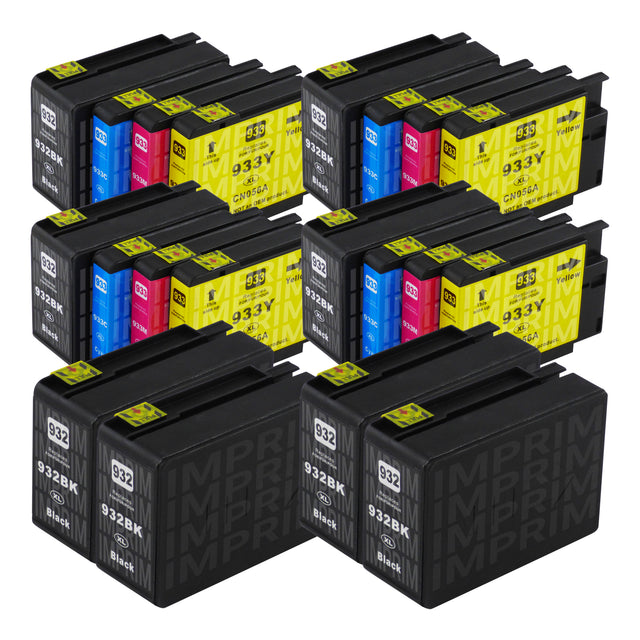 Cartouche d'encre compatibles HP 932XL/933XL Multipack (8 Noirs + 12 Couleurs)