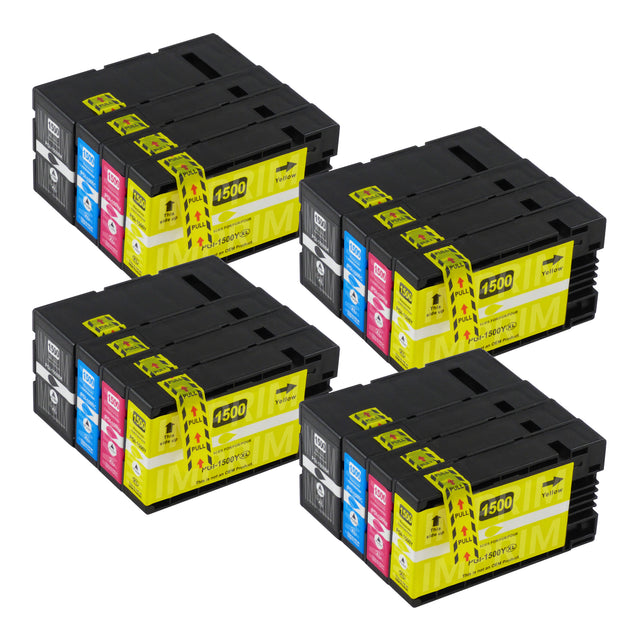 Cartouche d'encre compatibles Canon PGI-1500XL Multipack (4 Noirs + 12 Couleurs)