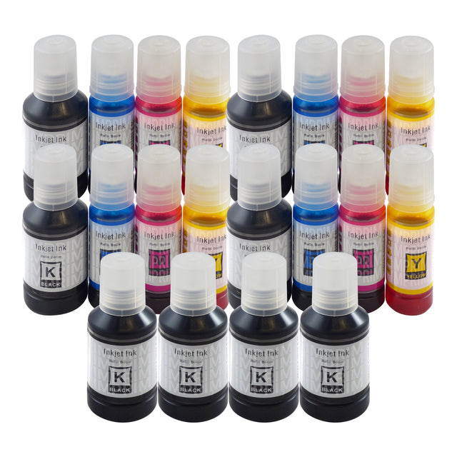 Bouteille d'encre compatibles Epson Ecotank Multipack (8 Noirs + 12 Couleurs)