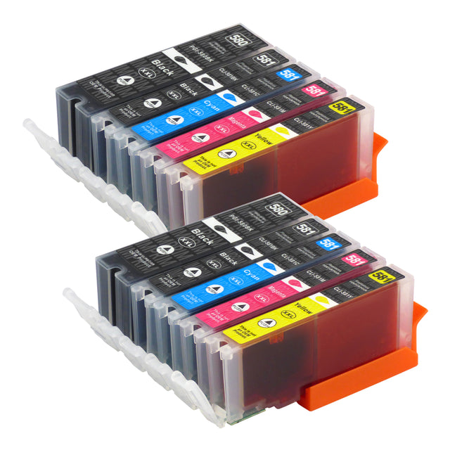 Cartouche d'encre compatibles Canon PGI-580XL/CLI-581XL Multipack (4 Noirs + 6 Couleurs)