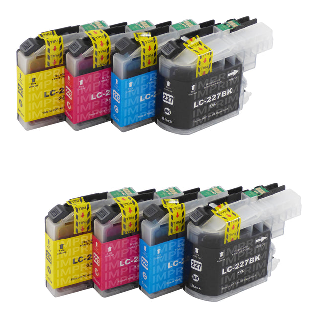 Cartouche d'encre compatibles Brother LC227XL Multipack (2 Noirs + 6 Couleurs)