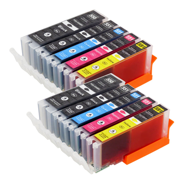 Cartouche d'encre compatibles Canon PGI-550XL/CLI-551XL Multipack (4 Noirs + 6 Couleurs)