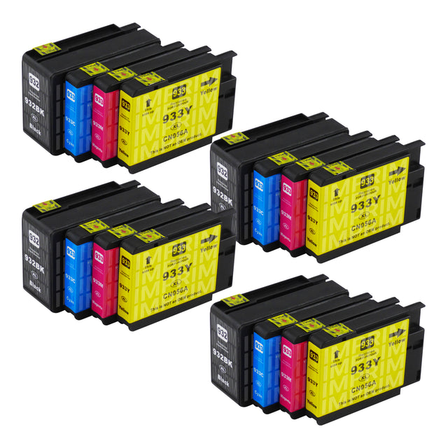 Cartouche d'encre compatibles HP 932XL/933XL Multipack (4 Noirs + 12 Couleurs)