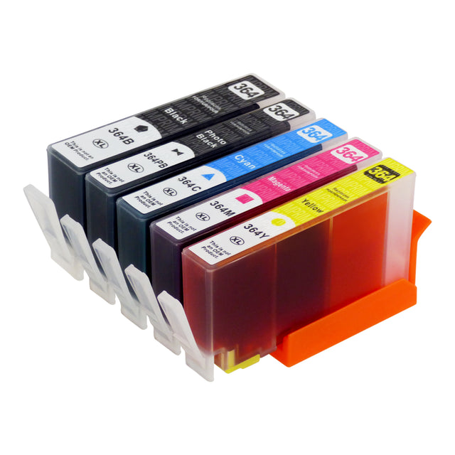 Cartouche d'encre compatibles HP 364XL Multipack (1 Noir + 1 Photo Noir + 3 Couleurs)