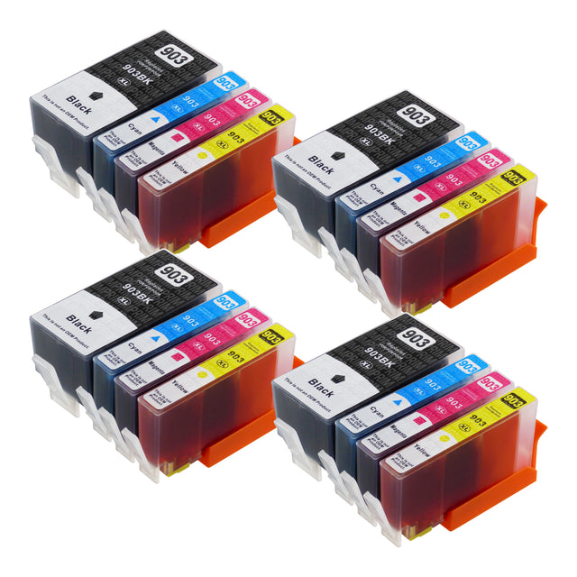 Cartouche d'encre compatibles HP 903XL Multipack (4 Noirs + 12 Couleurs)