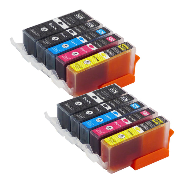 Cartouche d'encre compatibles Canon PGI-525/CLI-526XL Multipack (4 Noirs + 6 Couleurs)