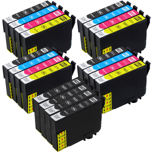 Cartouches d'encre Premium Compatibles Epson 603XL - OFFRE GROUPEE (4 multipacks + 4 noires) - Pack de 20 cartouches